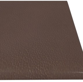 Painel parede 12pcs 60x15 cm couro artificial 1,08 m castanho