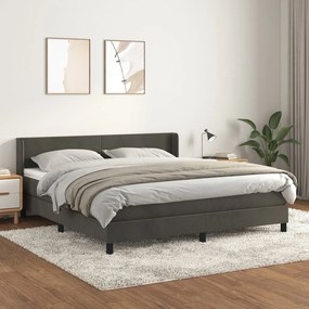 vidaXL Cama com molas/colchão 180x200 cm veludo cinzento-escuro