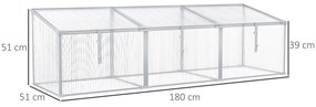 Outsunny Estufa de Jardim Alumínio Policarbonato Transparente Viveiro para Plantas Culturas 180x51x51cm