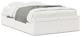 Estrutura de cama 120x190 cm pinho maciço branco