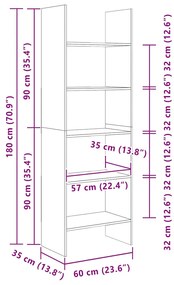 Estante 60x35x180 cm contraplacado branco