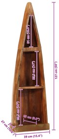 Armário em forma de barco 39x27x127cm madeira recuperada maciça