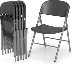 Conjunto 6 Cadeiras dobráveis de plástico para uso comercial (MESA NÃO INCLUIDA), com encosto e Estrutura metálica, para interior e exterior, escritór