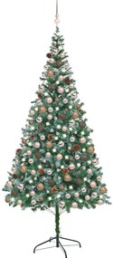 vidaXL Árvore Natal artificial pré-iluminada c/ bolas e pinhas 210 cm