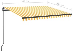 Toldo retrátil manual com LED 3,5x2,5 m amarelo e branco
