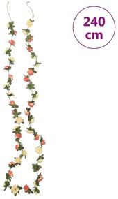 Grinaldas de flores de Natal 6 pcs 240 cm rosa e champanhe