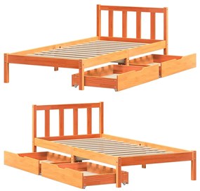 Cama sem colchão 90x200 cm pinho maciço castanho-mel