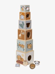 Agora -20%: Torre de cubos com formas para encaixar, em madeira FSC® bege medio liso com motivo