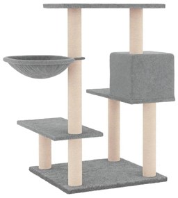 Árvore p/ gatos c/ postes arranhadores sisal 82,5cm cinza-claro