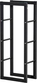 Prateleira para lenha de lareira 40 L x 25 l x 100 A cm, para uso interior e exterior, carga máxima de 100 kg, metal preto