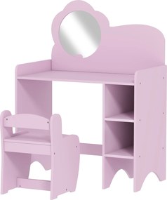 AIYAPLAY Toucador para Crianças com Banco e Espelho em Forma de Flor com Compartimentos Abertos 70x39x92,5 cm Roxo | Aosom Portugal
