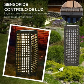 Outsunny Candeeiro de Jardim de Vime Sintético Candeeiro Solar de Exte