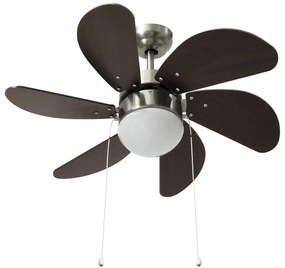 Ventoinha de teto com luz 76 cm castanho-escuro