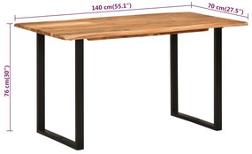 Mesa de jantar 140x70x76 cm madeira de acácia maciça