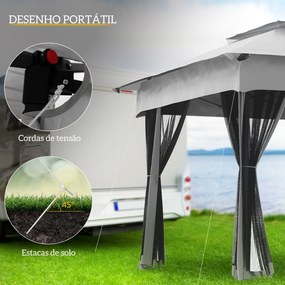 Tenda Dobrável Exterior 325x325x270 cm Tenda de Jardim com Teto Duplo
