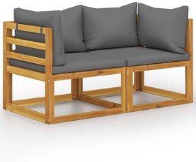 vidaXL Banco de jardim de 2 lugares com almofadões cinzento-escuro