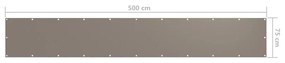 Tela de varanda 75x500 cm tecido Oxford cinzento-acastanhado