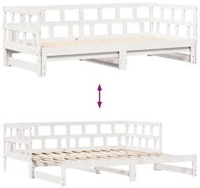 Sofá-cama com gavetão e gavetas sem colchão 90x200 cm branco