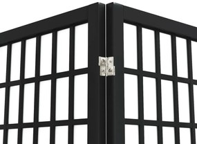 Biombo dobrável com 6 painéis estilo japonês 240x170 cm preto