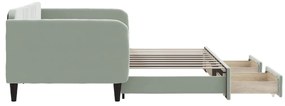 Sofá-cama c/ gavetão e gavetas 90x190 cm veludo cinzento-claro