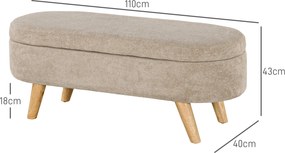 Banco para Pé de Cama Banco de Armazenamento com Pés de Madeira e Assento Acolchoado 110x40x43 cm Bege
