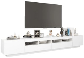 Móvel de TV com luzes LED 260x35x40 cm branco