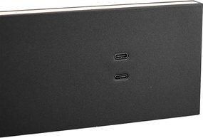 Conjunto de 2 candeeiros de parede modernos pretos ajustáveis com USB-C incl. LED - Modric