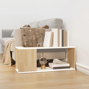 vidaXL Móvel de TV 80x24x32 cm contraplacado branco e carvalho sonoma