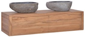 vidaXL Armário de parede p/ casa de banho 120x45x30 cm teca maciça