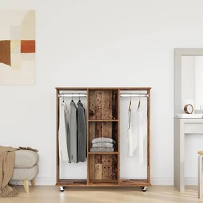Guarda-roupa com Rodas Madeira Velha 102x38x110 cm Madeira de Engenhar