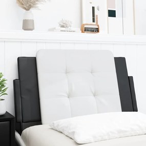 vidaXL Almofadão de cabeceira 90 cm couro artificial preto e branco