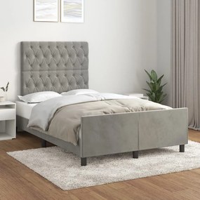 3125928 vidaXL Estrutura de cama c/ cabeceira 120x200 cm veludo cinzento-claro