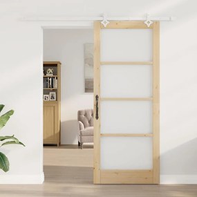 vidaXL Porta Deslizante Manual Castanho 86 x 211 cm Madeira e metal
