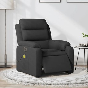 vidaXL Poltrona reclinável de massagens elétrica tecido preto