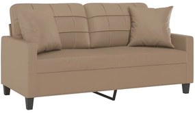 Sofá 2 lugares + almofadas 140 cm couro artificial cappuccino