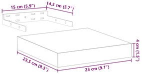 Prateleiras flutuantes 4 pcs 23x23,5x4 cm derivados de madeira