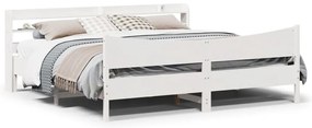 vidaXL Estrutura de cama com cabeceira 200x200 cm pinho maciço branco