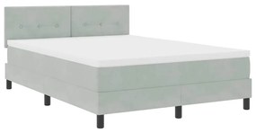 Cama Box Spring com Colchão &amp; Luz LED Cinza Claro 160x200 cm Veludo