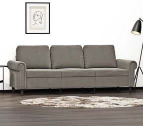 vidaXL Sofá de 3 lugares 180 cm veludo cinzento-claro