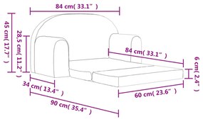 Sofá-cama infantil de 2 lugares pelúcia macia antracite