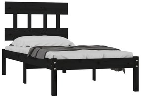 Estrutura cama pequena solteiro 75x190 cm madeira maciça preto