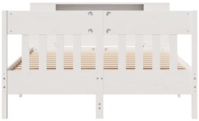 Cama com estante sem colchão 140x190 cm pinho maciço branco