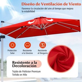 Guarda-sol de alumínio de 3 m quadrado com rotação de 360° e inclinação ajustável à prova de vento para jardim, piscina e terraço Laranja