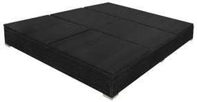 Espreguiçadeira de exterior com guarda-sol vime PE preto