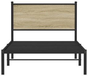 Estrutura de cama sem colchão 100x200 cm metal carvalho sonoma