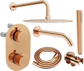Mexen Kai DR70 conjunto de banho-duche embutido com chuveiro de 30 cm, ouro rosa - 77602DR70301-60