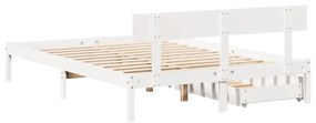 Cama sem colchão 140x190 cm madeira de pinho maciça branco