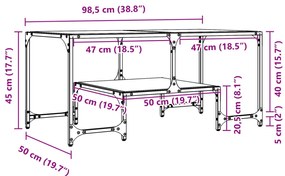 Mesa de centro c/ topo em vidro transparente 98,5x50x45 cm aço