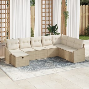 Conjunto de Sofá de Jardim de 8 Peças com Almofadas em Rattan Poliéste