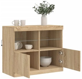 Aparador com luzes LED 81x37x67 cm carvalho sonoma
